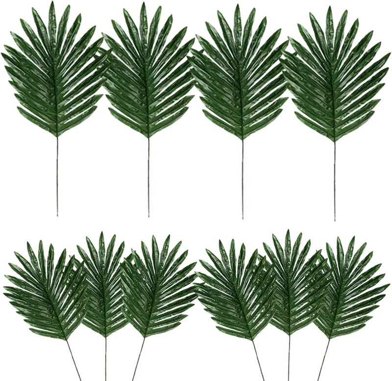 Ledoira 50Pcs Artificial Tropical Palm Leaves with Stems Fake Plant Leaves for Easter Hawaiian Luau Safari Jungle Beach Wedding Birthday Party Theme Table Decorations - Image 1