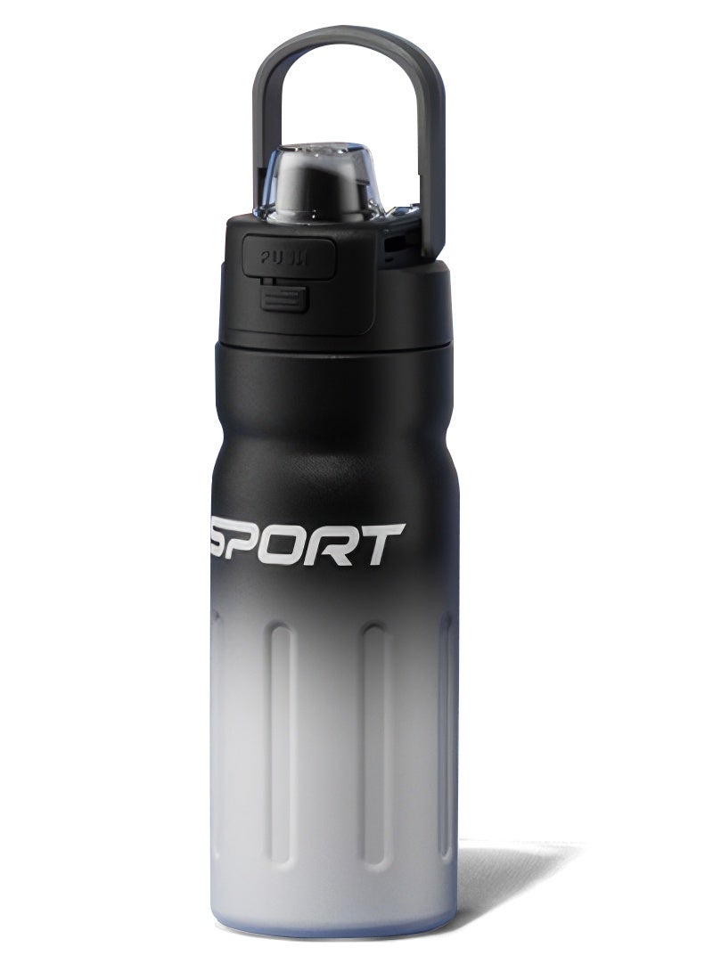 EYSOO Insulated Water Bottle 550ml Stainless Steel Water Flask Leakproof Sports Water Bottle Vacuum Insulated Keeping Cold Water Bottle with Straw (Black) - Image 1