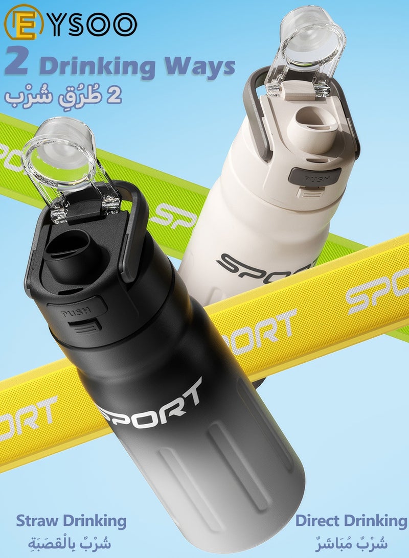 EYSOO Insulated Water Bottle 550ml Stainless Steel Water Flask Leakproof Sports Water Bottle Vacuum Insulated Keeping Cold Water Bottle with Straw (Black) - Image 4