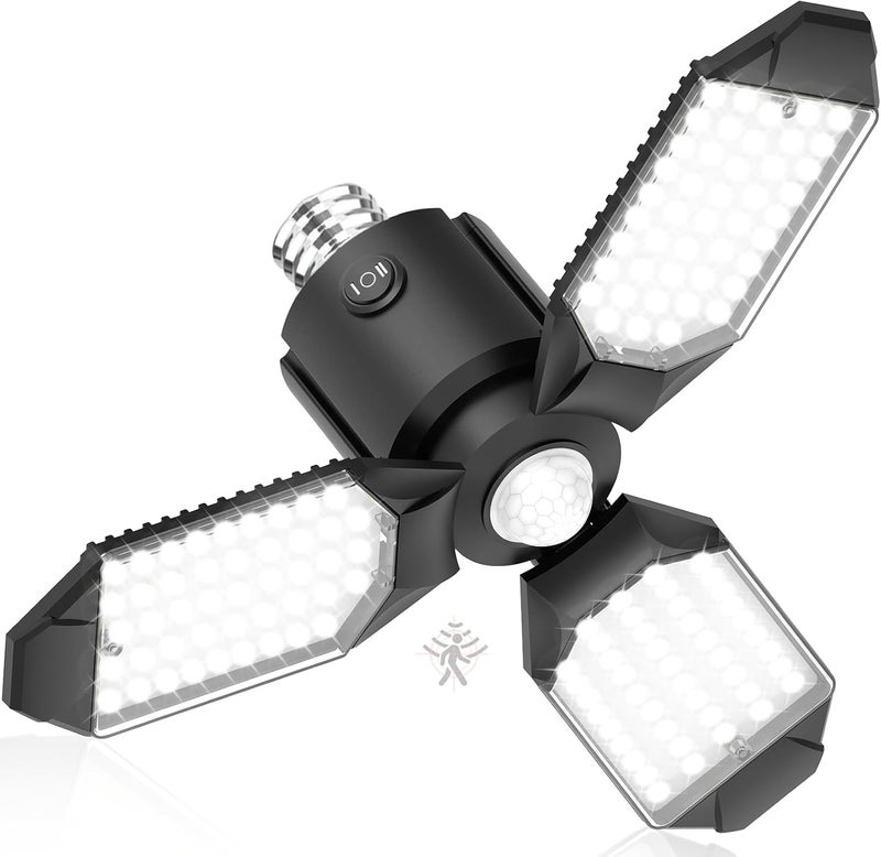 مصباح جراج بمستشعر حركة من توبريش ( Motion Sensor Garage Light)، سطوع 8000 لومن (LM)، مصابيح LED تعمل بالحركة، 3 أوضاع تشغيل، مصباح بمستشعر حركة داخلي بدرجة حرارة لون 6500 كلفن (6500K)، مناسب للجراج، المدخل، غرفة الغسيل، القبو (عبوة واحدة). - Image 1