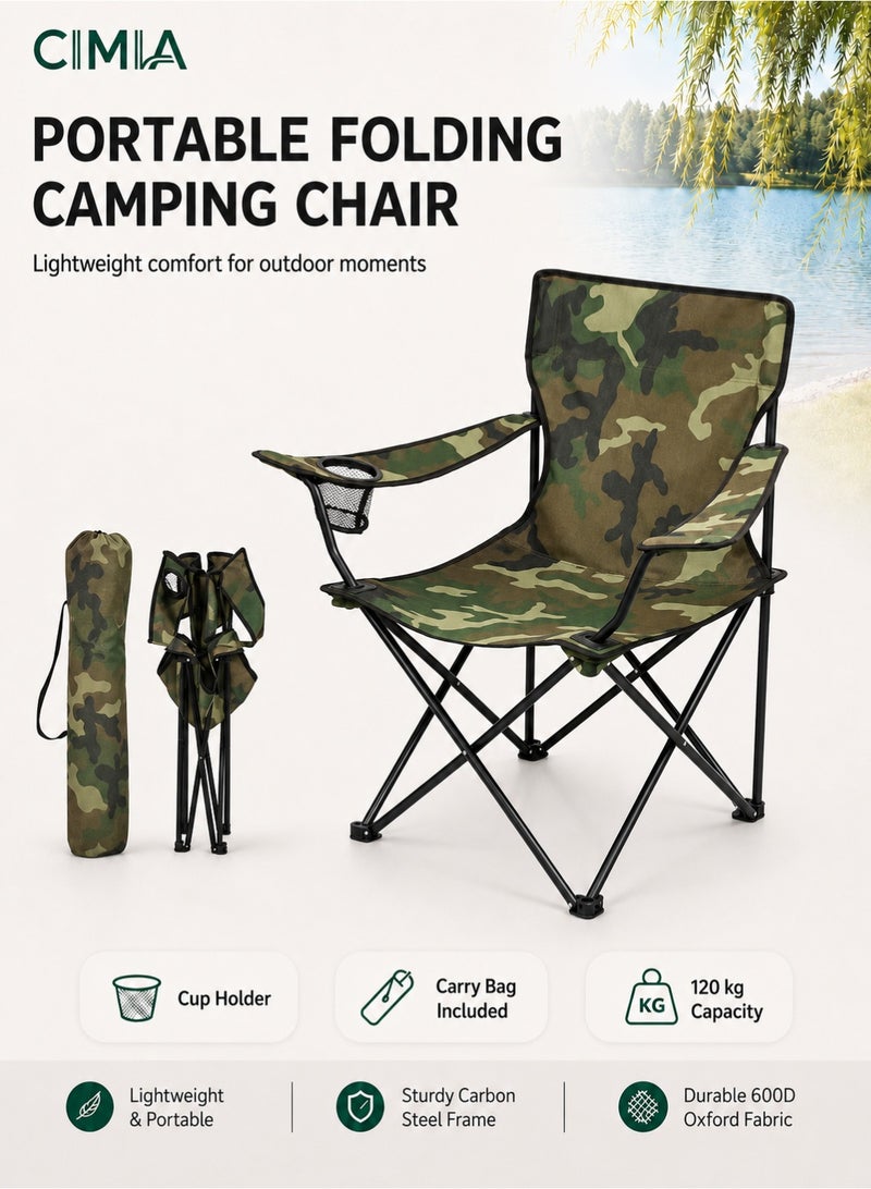 CIMIA Portable Camping Chairs 50×50×80cm Enjoy The Outdoors with a Versatile Folding Chair Sports Chair Outdoor Chair & Lawn Chair Lightweight Camping Chair with Arm Cup Holder-With Storage Bag - Image 1