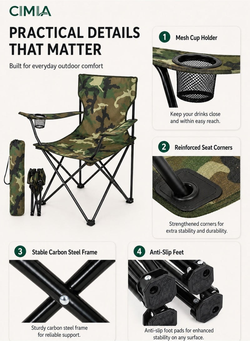 CIMIA Portable Camping Chairs 50×50×80cm Enjoy The Outdoors with a Versatile Folding Chair Sports Chair Outdoor Chair & Lawn Chair Lightweight Camping Chair with Arm Cup Holder-With Storage Bag - Image 3