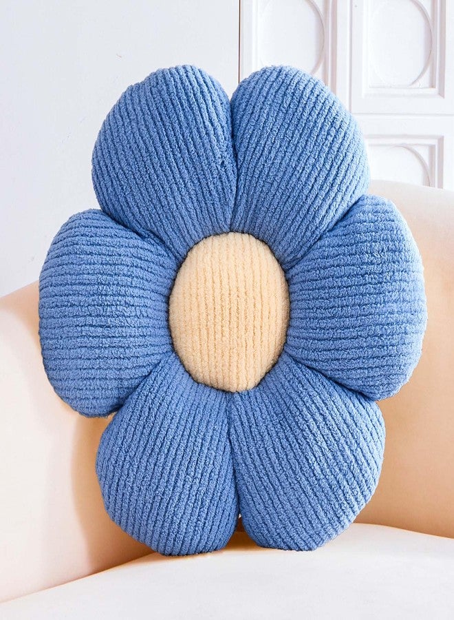 VBGYA Blue Flower Decorative Throw Pillows, Cute Daisy Shaped Plush Aesthetic Pillow, Soft 14.9" Floor Seat Cushion - Image 1