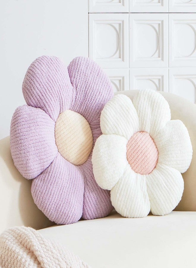 VBGYA Blue Flower Decorative Throw Pillows, Cute Daisy Shaped Plush Aesthetic Pillow, Soft 14.9" Floor Seat Cushion - Image 2