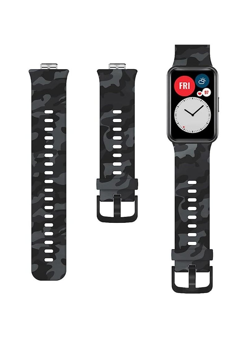 Silicone Strap Replacement Wristband for Huawei Fit Band Sport (Army Gray)  - Image 2