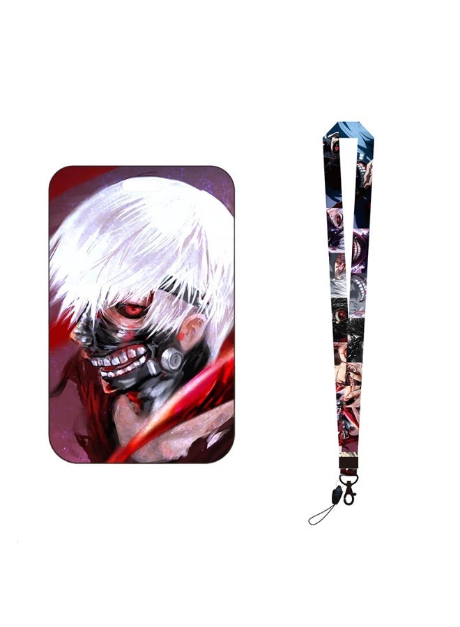 NIBEMINENT 1 - Piece Tokyo Ghoul Kpop Photo Card Holder Pendant Key Chain ID Badge Holder ID Card Holder Photo Card Protector for School ID Office ID Access Card for Women Girls