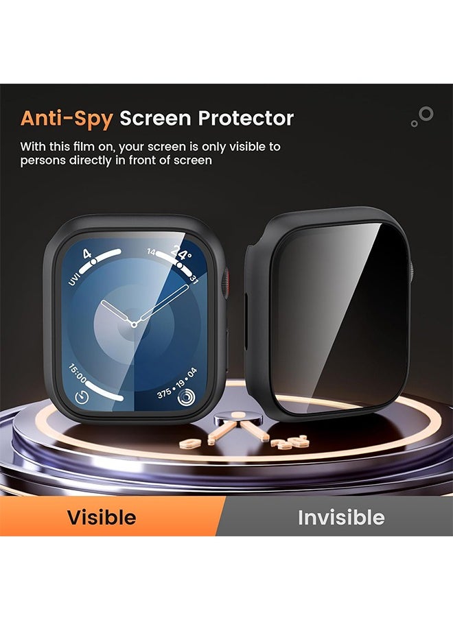 X-level - Protective Case Cover with Privacy Screen Protector for Apple Watch Series 9 8 7 6 5 4 SE Ultra 45mm, Hard PC Bumper Tempered Glass Waterproof Cover for iWatch Accessories, Black - Image 1