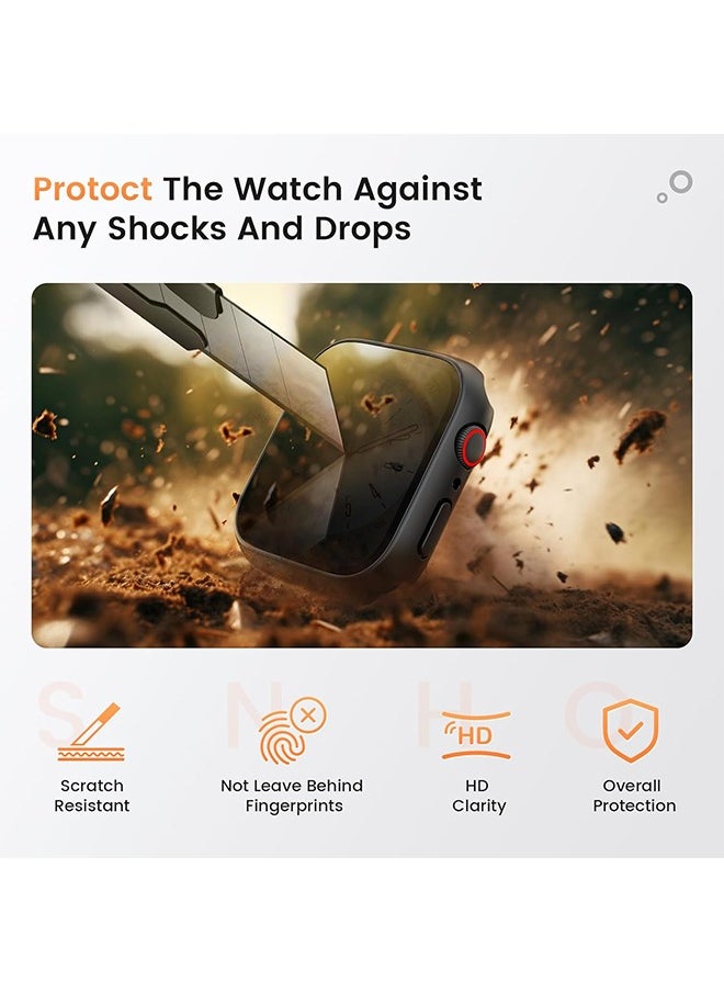 X-level - Protective Case Cover with Privacy Screen Protector for Apple Watch Series 9 8 7 6 5 4 SE Ultra 45mm, Hard PC Bumper Tempered Glass Waterproof Cover for iWatch Accessories, Black - Image 1