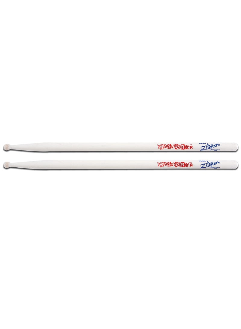 Zildjian ZASTB | Artist Series | Travis Barker Signature Drumsticks | Wood Round Tip | White
