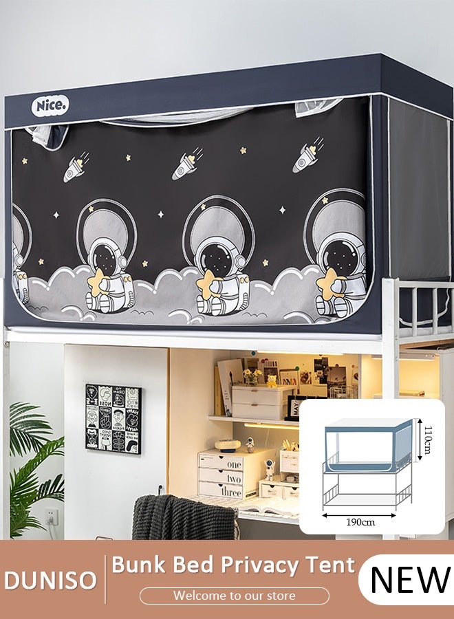 DUNISO خيمة سرير توأم، خيمة خصوصية لسرير بطابقين، ستائر سرير معتمة، مظلة سرير مع إطار سرير، خيمة سرير منزلية، ستارة سرير قابلة للتنفس ومقاومة للرياح والغبار لسرير loft في غرفة النوم مع زميل السكن، ستارة معتمة للخصوصية - Image 1