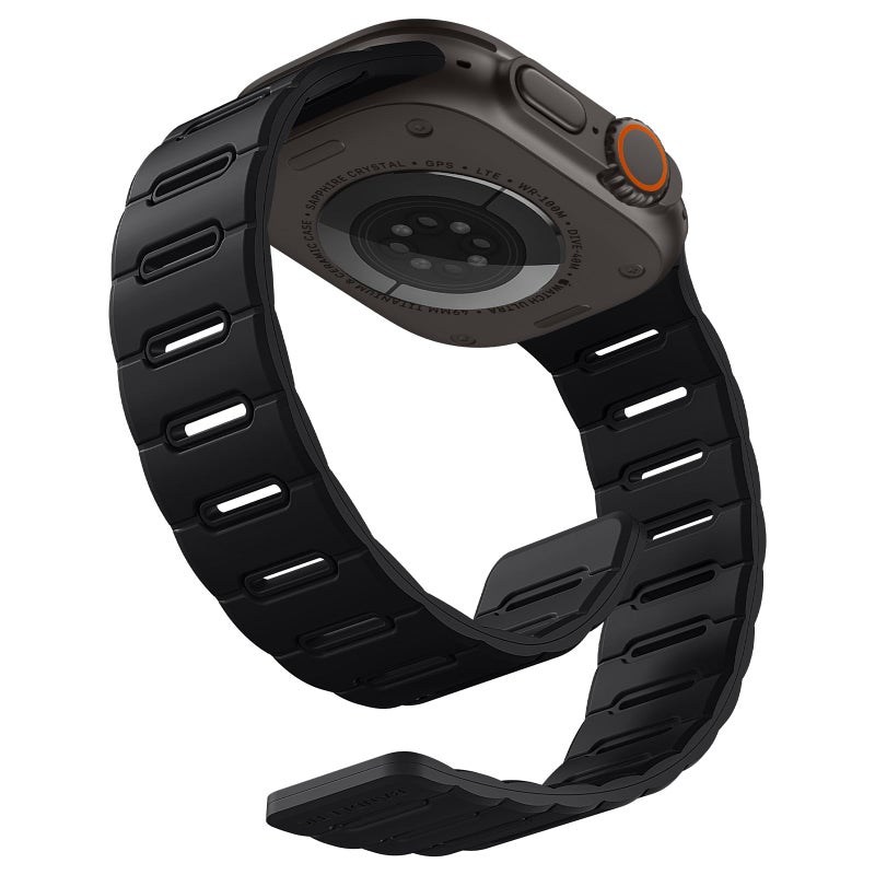 Bandletic Strong Magnetic Dual Sided Compatible with Apple Watch Ultra 3 2 1 Band 49mm for Men, Soft Strap for iWatch Series 11 10 (46mm), 9 8 7 (45mm),SE3 SE2 SE 6 5 4 (44mm), 3 2 1(42mm), Black - Image 1