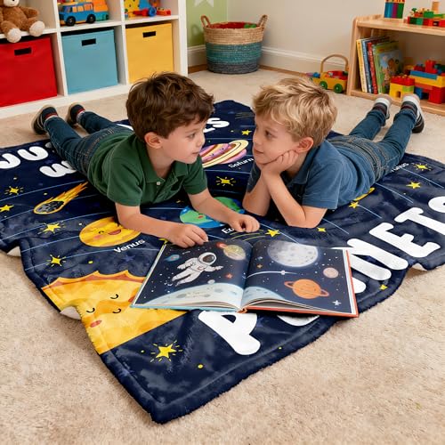 ARTBLANKET Just A Boy Who Loves Planets Solar System Space Throw Blanket Fannel Fleece Super Soft Funny Blanket Travel Throw Blanket for Bed Couch Sofa 40 x 50 Inch for Kid - Image 4