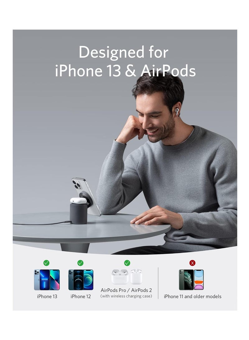 Magnetic Wireless Charger (MagGo), 2 In 1 Wireless Charging Station With 7.5W with USB-C Charge + Cable black - Image 3