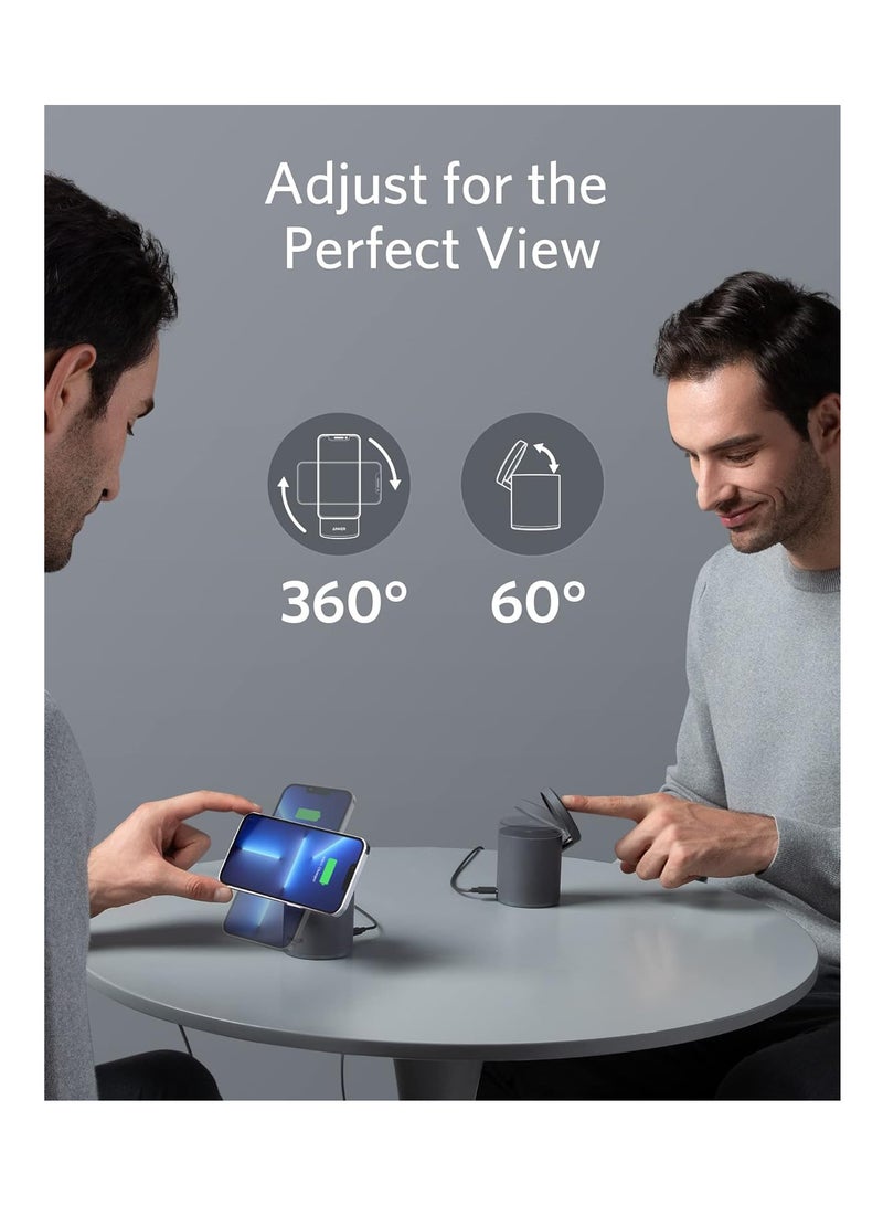 Magnetic Wireless Charger (MagGo), 2 In 1 Wireless Charging Station With 7.5W with USB-C Charge + Cable black - Image 4