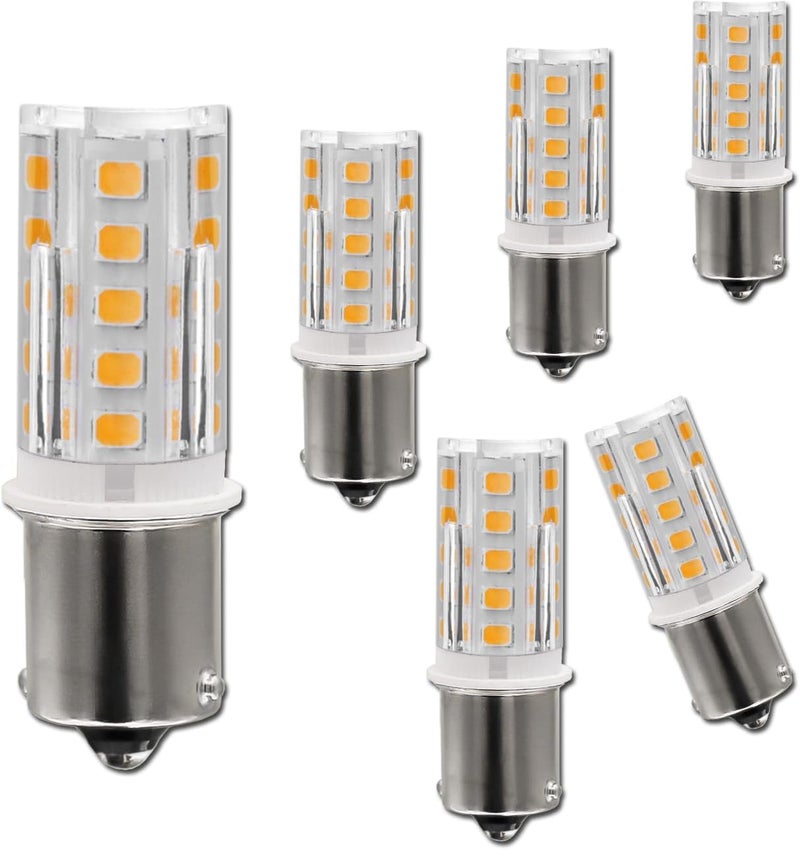 LEMENG 12V BA15S Led Bulbs,1156 1141 2700K Warm White,DC Bayonet Single Contact Base,AC10-18V DC10-30volt for Landscape RV Camper Interior Marine Boat Trailer Lights, 6 Pack - Image 1