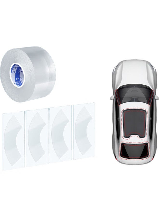 Miloch Mileqi Car Panoramic Sunroof Seal Tape, Waterproof Sticker, Leak Repair, Sunroof Water Leak Savior, 4Cm Wide - 10M Long + Arc Adhesive Strip, 6 Pieces [1 Roll] - Image 3