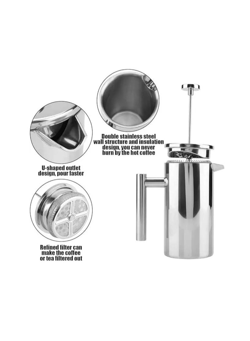 Liying 800ml French Press Coffee Maker, Sturdy Insulated Coffee Press, Stainless Steel Mini Camping Coffee Maker, Small French Press, Elegant Travel Coffee Pot, 1-4 Cup Capacity  - Image 2