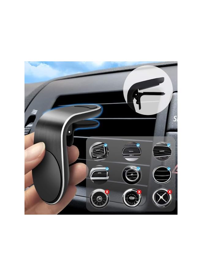 S-TOP 2 Pack Magnetic Phone Car Mount, Air Vent Phone Car Mount, Clip Car Air Vent Magnetic Mount, Hands Free Universal Smart GPS Cell Phone Holder, Universal Car Cellphone Holder (Black) - Image 2