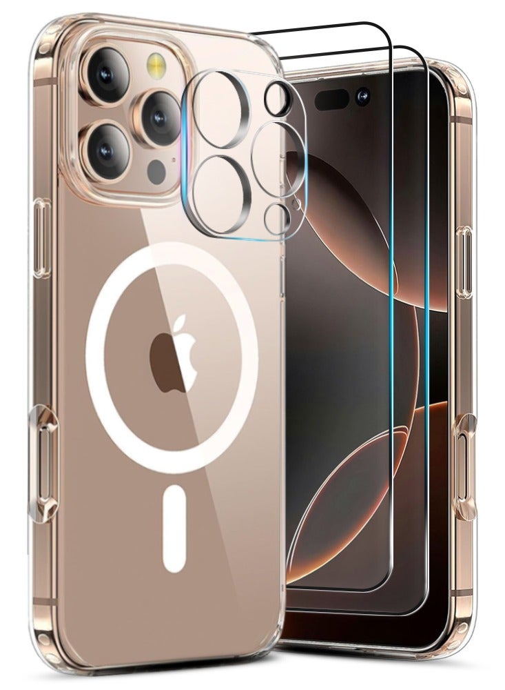 O Ozone 4 in 1 for iPhone 16 Pro Max Case [Compatible with MagSafe]Tempered Glass Screen Protectors, Camera Lens Protector Shockproof Bumper Phone Cover - Image 1