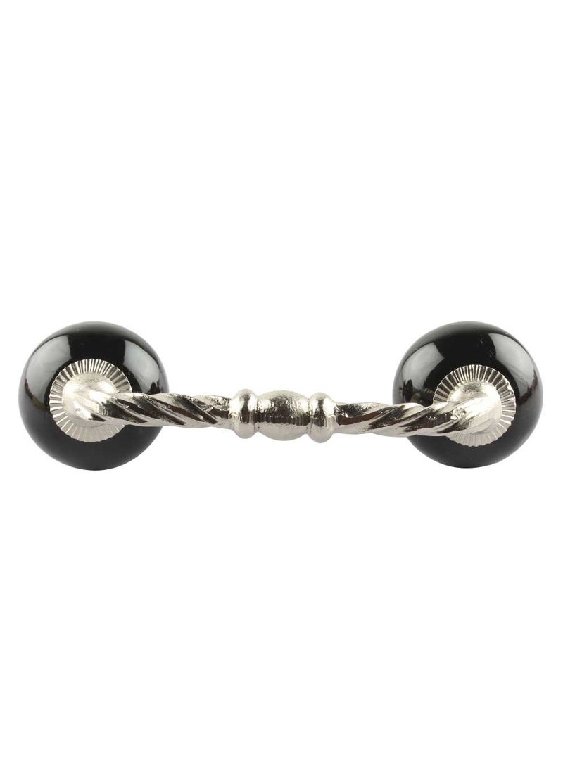 Indian-Shelf IndianShelf 1 Pack Ceramic Black Drawer Pulls Solid Vintage Kitchen Cabinet Handles Silver Hardware 4 Hole to Hole Dresser Door Handle BH605SCRK18 