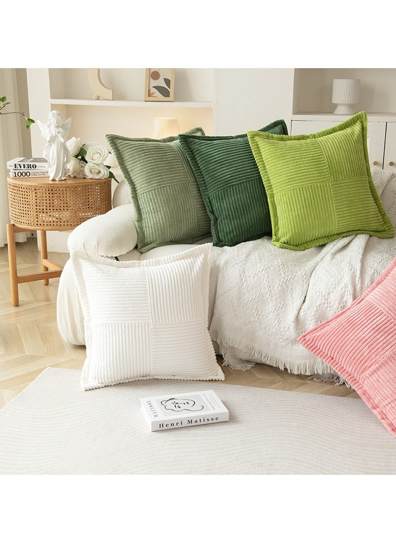 Dominy 2 Pack of Pillow Covers, Corduroy Soft Decorative Square Throw Pillow Cover Cushion Covers Pillowcase, Home Decor Decorations for Sofa Couch Bed Chair 18x18 Inch/45x45 cm Beige  - Image 5