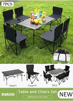 7 Piece Folding Camping Table Chair Set,Aluminum Roll Up Portable Picnic Table Outdoor Lightweight Folding Table with Carry Bag, Portable Folding Travel Table Chair for Outdoor Indoor Picnic Party BBQ Hiking Patio Garden Backyard(1*Table&6*Chairs) - pzsku/Z0199632EC103EAFA16F0Z/45/_/1739003551/27226082-7cf6-4570-8564-2c29f4fcba0d