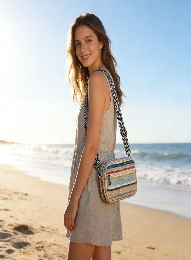 BBORGDC Summer Straw Phone Crossbody Bag for Women, Lightweight Boho Crossbody Purse with Adjustable Strap, Small Travel & Vacation Shoulder Bag - Image 2