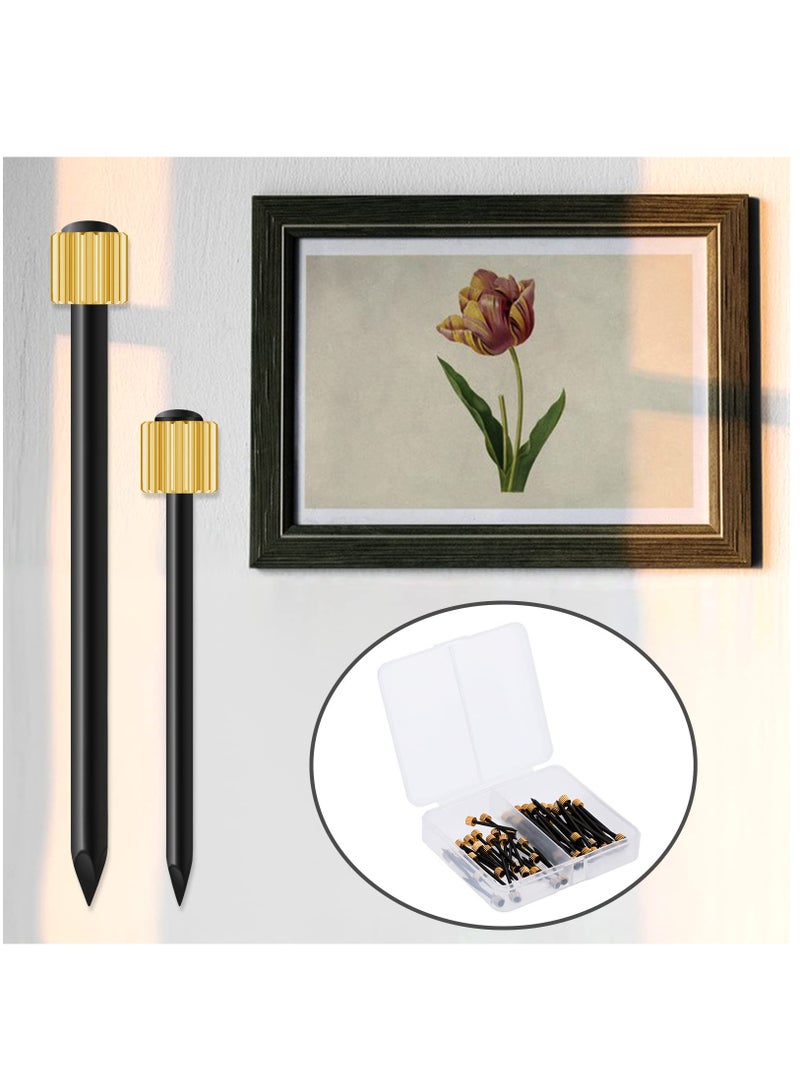 Picture Frame Hanger Nail Set - Black Steel Nails with Brass Heads, Supports 5-30 lbs, Includes 50 Pieces in 2 Sizes for Easy Hanging and Displaying of Artwork and Photos. - Image 5