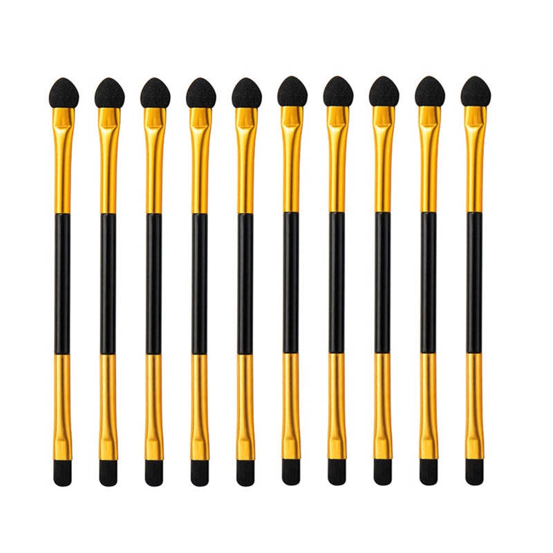 Phantomsky 10Pcs Disposable Cosmetic Makeup Applicator Eyeshadow Dual Sided Brush Doubleend Brushes SetLatex Sponge Horsehair