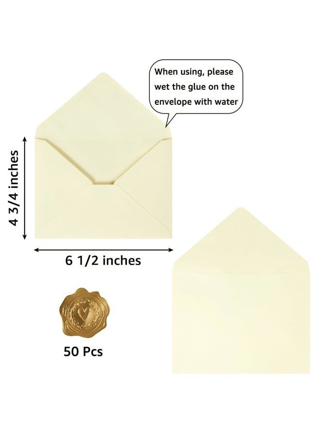 Toperd Pack of 50 A6 Envelopes, 4 x 6 Greeting Card, Birthday Party, Photos, Baby Shower and Wedding Invitation Cards, 16 1/2 x 4 3/4 Inch (Cream) - Image 2