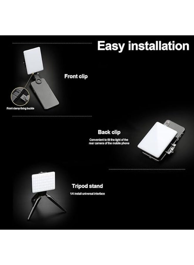 60 LED High-Power Rechargeable Clip Video Light – Front & Back Clip – Adjustable Portable LED Lamp – 3 Light Modes – Handheld for Mobile, Selfie, and Live Streaming - Image 2