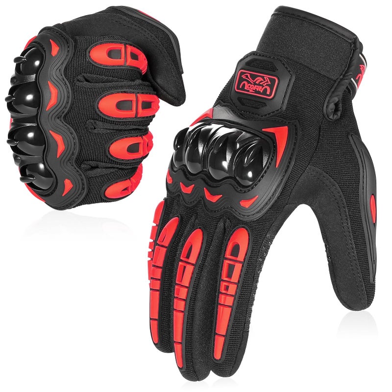 COFIT Motorcycle Gloves Breathable, Touchscreen Motorbike Gloves Anti-Slip with Good Grip Hard Knuckles Protection for Men Women Motocross, BMX ATV MTB Cycling, Road Racing - Red XL - Image 5