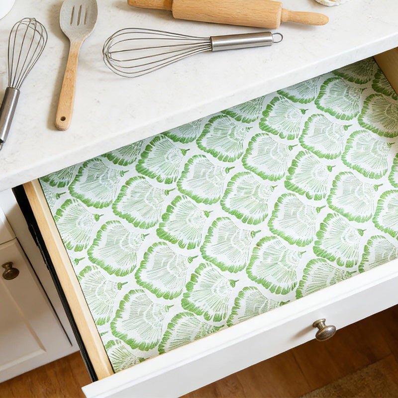 Kimhan Drawer and Shelf Liner - Green Banana Leaf Pattern,Non Adhesive Non Slip Waterproof Easy-Clean Liner for Kitchen Cabinet, Refrigerator, Bathroom, Pantry Storage Drawers, 12 in x 20 Ft. - Image 2