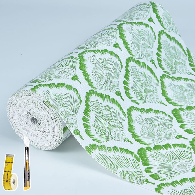 Kimhan Drawer and Shelf Liner - Green Banana Leaf Pattern,Non Adhesive Non Slip Waterproof Easy-Clean Liner for Kitchen Cabinet, Refrigerator, Bathroom, Pantry Storage Drawers, 12 in x 20 Ft. - Image 1