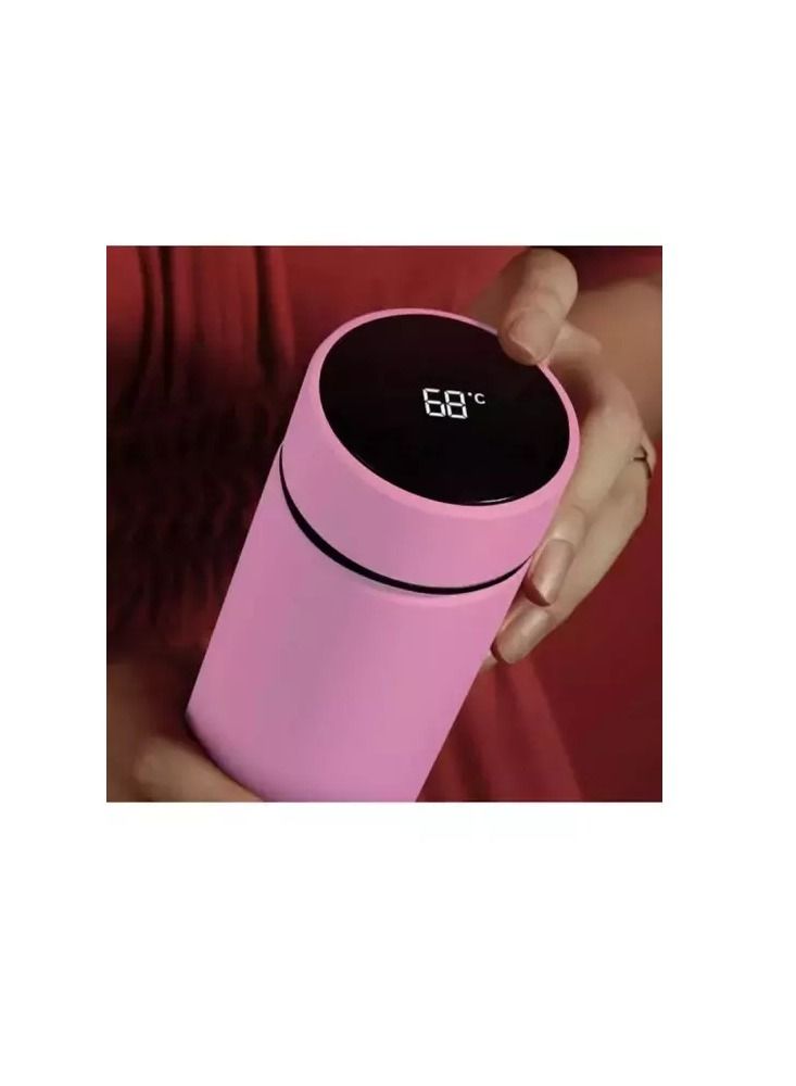 SOSEKO Smart Water Bottle With Temperature Indicator Stainless Steel Vacuum Travel Mug For 24 Hours Hot And Cold Tea Coffee Pink Color - Image 3