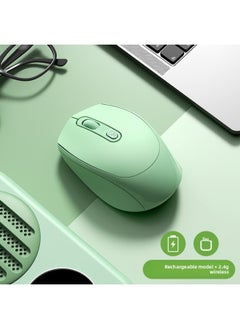 Generic Business Office Quiet Rechargeable Notebook Game E-Sports Home Wireless Mouse Bluetooth Desktop Computer Universal-Specification:Lake Green [wireless Version] Charging Model/button Mute  - Image 1