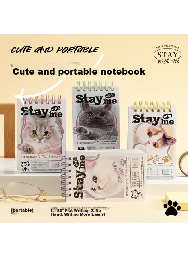 Masmarcu M&g Spiral Notebook A7 Small Notepad, Portable Journal, English Vocabulary Book, Student Learning Supplies, All Are Meow 1 Notebook Random Xq0301 - Image 4