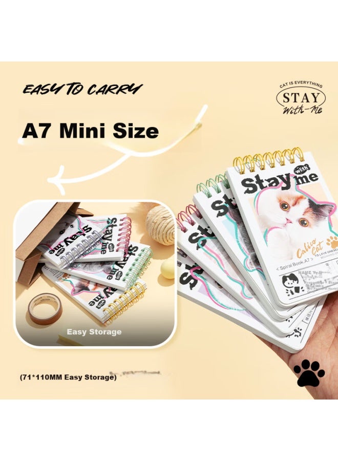 Masmarcu M&g Spiral Notebook A7 Small Notepad, Portable Journal, English Vocabulary Book, Student Learning Supplies, All Are Meow 1 Notebook Random Xq0301 - Image 3