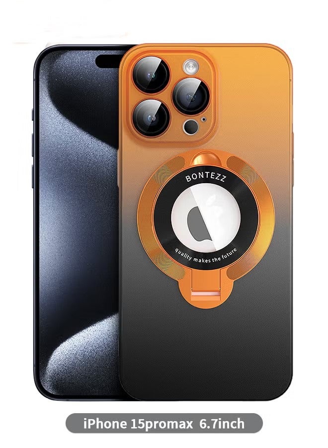 iPhone 15 Pro Max Orange Case, Slim Fit Ring Holder Shockproof Kickstand Magnetic Support Magsafe Non-Slip Protective, Women Girls Men Boys Cover for iPhone 15 Pro Max - Image 1