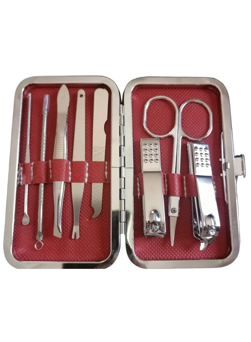 8-Piece Stainless Steel Manicure and Pedicure Nail Clipper Set Suitable for Manicure and Pedicure at Home and During Travel Red - Image 1