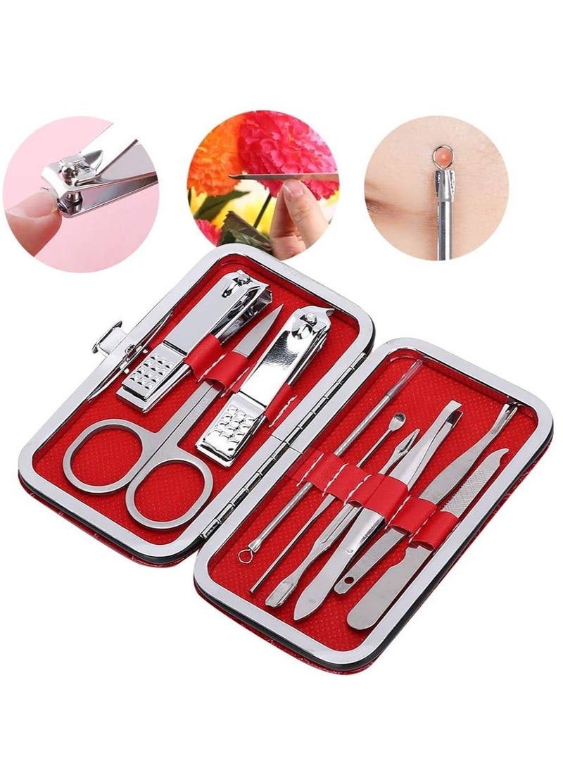 8-Piece Stainless Steel Manicure and Pedicure Nail Clipper Set Suitable for Manicure and Pedicure at Home and During Travel Red - Image 4