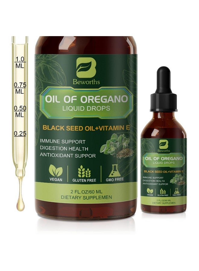 B BEWORTHS B BEWOTHS Oregano Oil Drops, Oil of Oregano with Black Seed Oil, Vitamin E, Wild Harvest Oil of Oregano Liquid Herbal Blend for Immune, Antioxidant, Digestive Gut Cleanser, Kidney Health Support-Vegan - Image 1