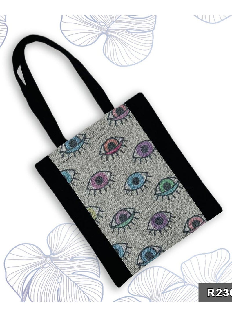 Gharibo Bags - colored eyes casual printed linen tote bag - Image 1