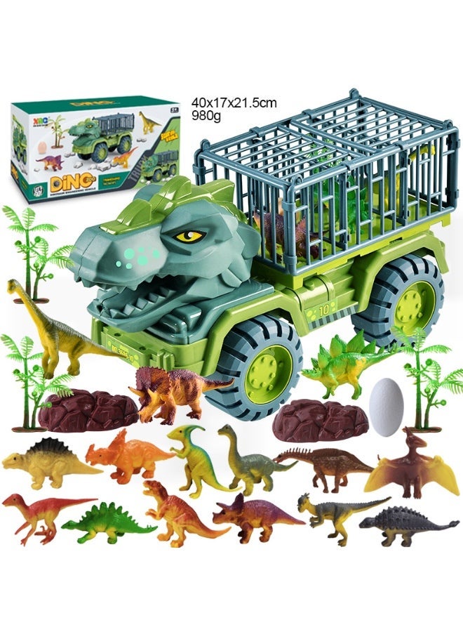 Dinosaur Truck Toys for 3 4 5 6 Year Old Boys Girls with 15 Dino Toys Playset,Large Dinosaur Carrier Truck for Kids 3-5,Toy Trucks for Boys Livestock Transport Vehicle - Image 1