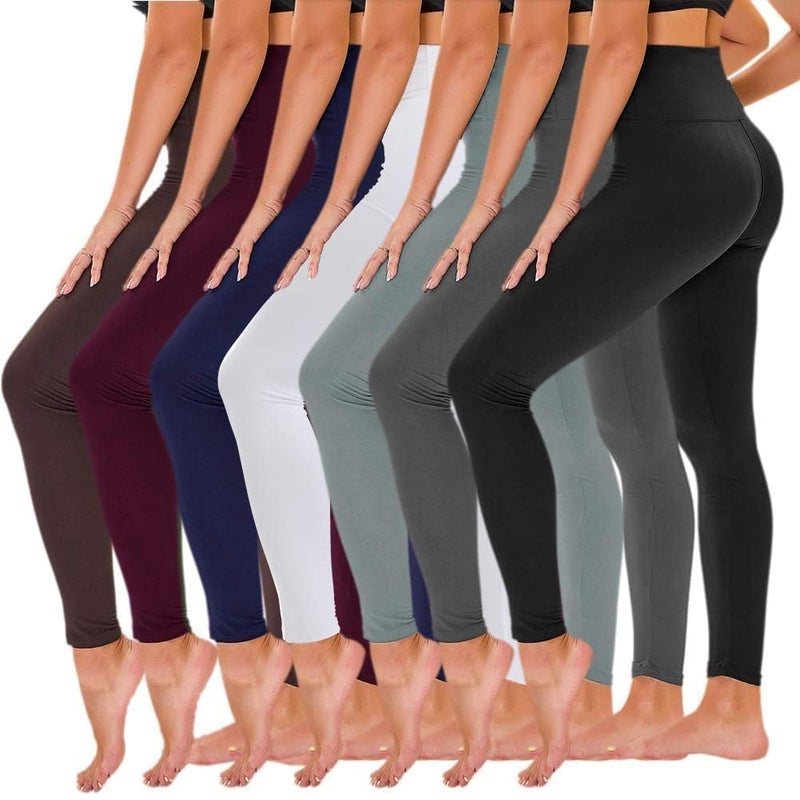 TNNZEET 7 Pack Leggings for Women - Black High Waisted Yoga Pants with Pockets Fleece Lined Leggings Women - Image 5