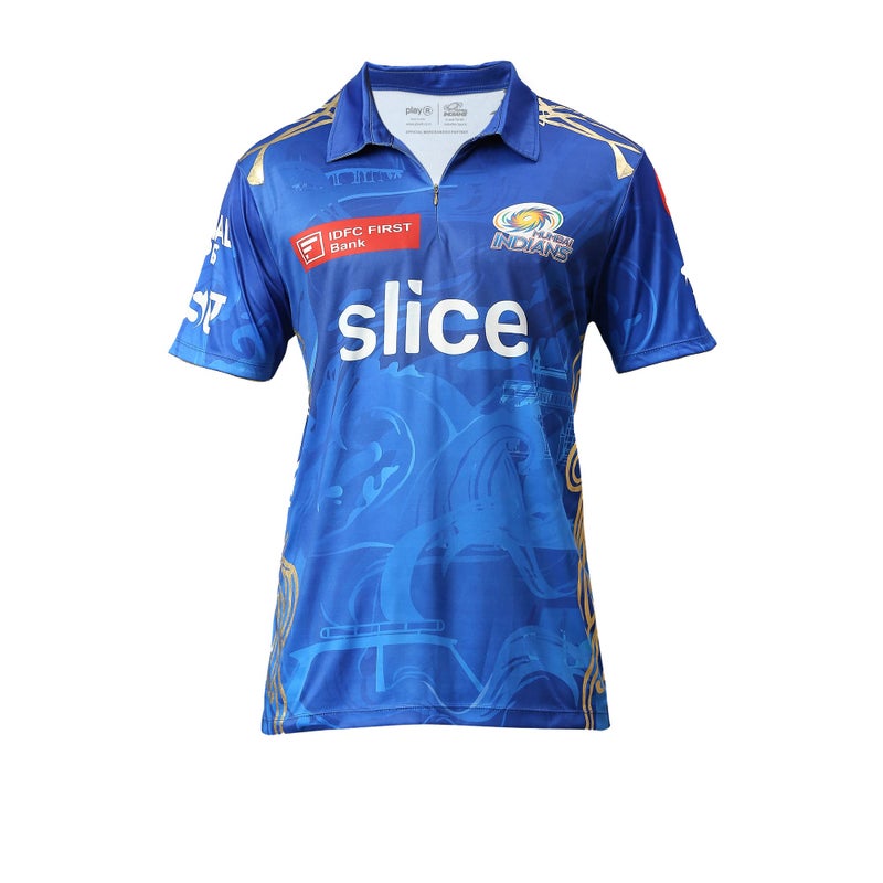 playR x MI Match Jersey 2023 - Plain Kid's Regular Fit Athletic Sports T-Shirt, Lightweight, Durable, Breathable for Running, Cricket, Training Casual Activewear for All Season - Image 4