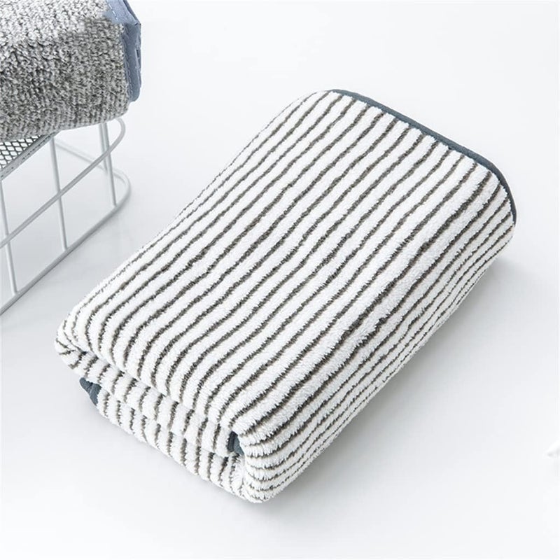 Coral Suede Towel Striped Solid Color Strong Absorbent Polyester Home(D) - Image 1