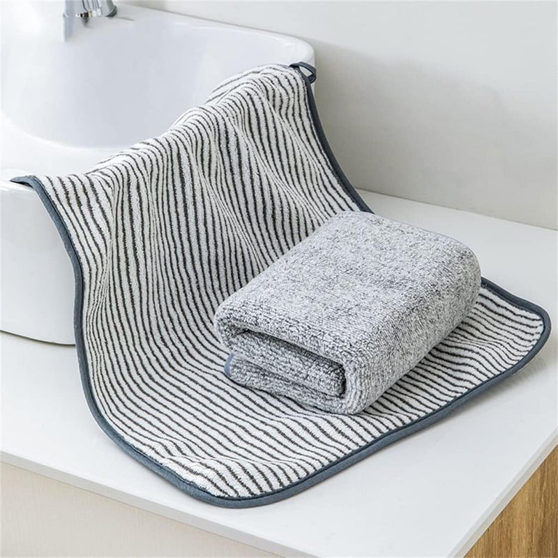 Coral Suede Towel Striped Solid Color Strong Absorbent Polyester Home(D) - Image 5