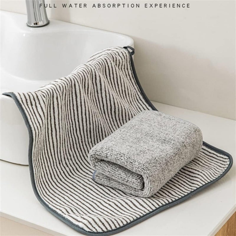 Coral Suede Towel Striped Solid Color Strong Absorbent Polyester Home(D) - Image 4