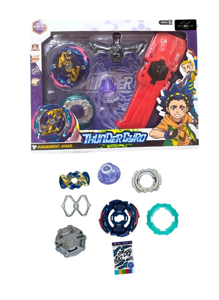 THUNDERBOLT Thundergyro Byblade Burst Evaluation 5 Arena Launcher with Two Directions B-142 with Judgment Joker - Image 1